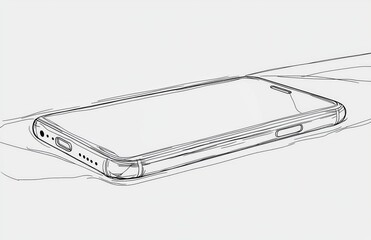 Wall Mural - Line background of a phone. Continually drawn line of smartphone. Illustration.