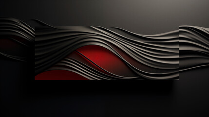 Wall Mural - a black and red abstract piece of art with a red line