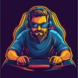 © atar - Gamer with Headphones and Sunglasses Playing Video Games