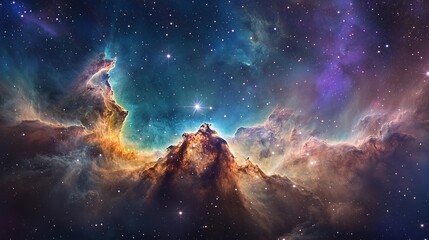 Wall Mural - vibrant cosmic nebula filled with stars and interstellar clouds captured in deep space