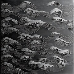 Canvas Print - Abstract black and white wave pattern background, textured design