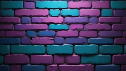 Aufkleber - Closeup abstract background image of a colorful old brick wall texture in fantasy purple and pink colors
