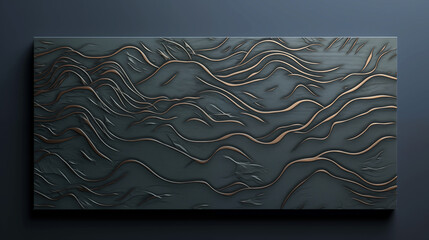 Wall Mural - a large piece of artwork with a wave pattern and gold accents
