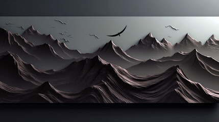 Wall Mural - a mountain range with a bird flying over it