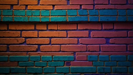 Aufkleber - Closeup abstract background image of a colorful old brick wall texture in fantasy purple, red and pink colors
