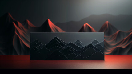 Wall Mural - A black and red mountain range with a black square in the middle