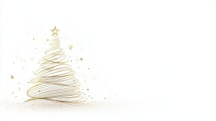 Wall Mural - minimalist christmas card background with elegant gold tree design for holiday greetings.