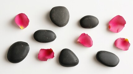 Poster - Black Stones and Pink Petals