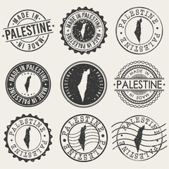 Canvas Print - Palestine Set of Stamps. Travel Stamp. Made In Product. Design Seals Old Style Insignia.	