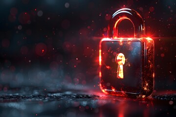 Poster - Glowing Lock Symbolizing Security and Protection in a Digital World