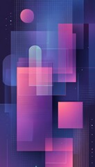 Poster - banner design with abstract geometric shapes in vibrant purple and blue gradient tones