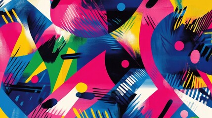 Poster - Vibrant contemporary art pattern with dynamic geometric shapes.