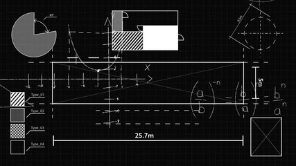Poster - Animation of mathematical data processing over black background