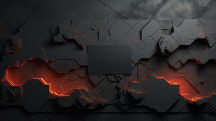 Wall Mural - a black and orange background with a black square in the middle