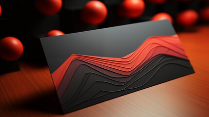 Wall Mural - a red and black card with a wave pattern on it