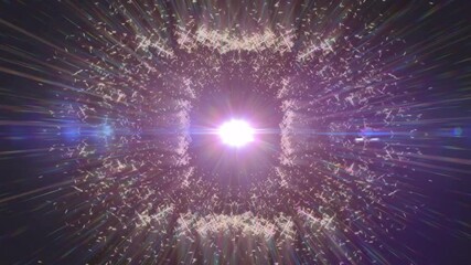 Poster - Animation of glowing light trails moving over black background