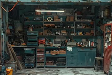 Wall Mural - A Well-Organized Workshop Filled with Tools and Equipment