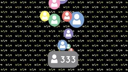 Aufkleber - animation of people icons and digital data processing over pattern on black background