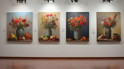 paintings on wall,Art gallery