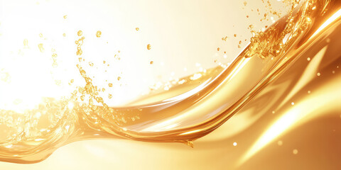 Fototapete - 3d style Gold liquid texture background, abstract golden backdrop