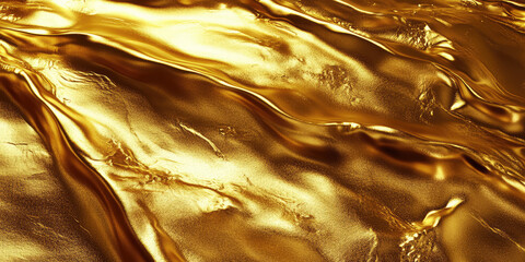 Fototapete - 3d style Gold liquid texture background, abstract golden backdrop