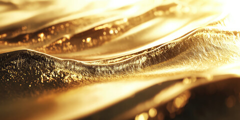 Fototapete - 3d style Gold liquid texture background, abstract golden backdrop