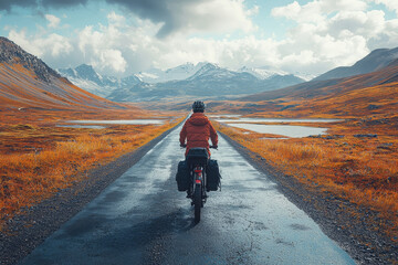 Poster - a person taking a leisurely bike ride through a scenic countryside, enjoying the fresh air and beaut