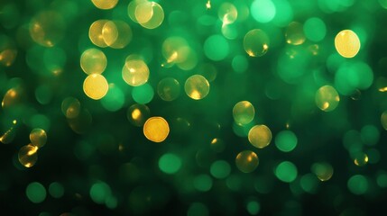 Wall Mural - Green and Gold Bokeh Lights Background