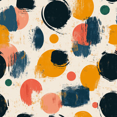 Wall Mural - Bold primary colors of watercolor paint strokes, muted. Seamless pattern on ivory white colors