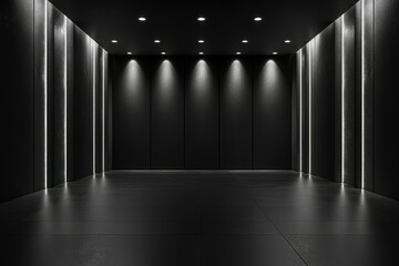 Wall Mural - Dark Room with Recessed Lighting and Textured Walls