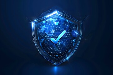 Poster - Digital Shield with Checkmark Symbolizing Security and Protection
