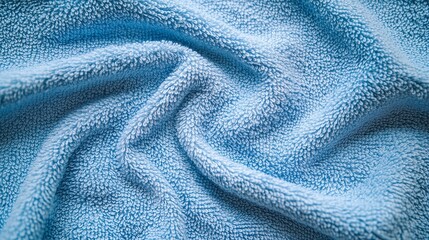 Canvas Print - Soft blue terry cloth towel draped casually on a surface, showcasing a textured fabric ideal for drying or relaxation