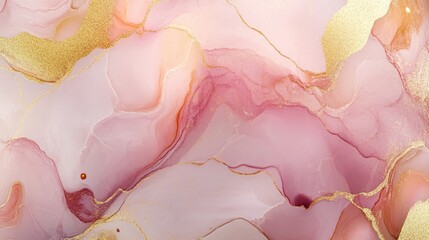  Abstract pink and gold swirl background.