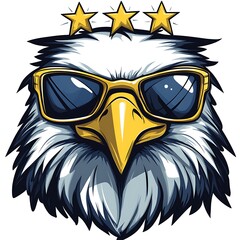 Wall Mural - Cool Eagle Wearing Sunglasses and Stars