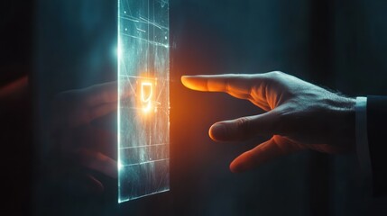 Poster - Hand Interacting with Digital Shield on Screen