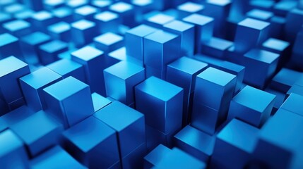 Poster - Abstract Blue Cube Pattern