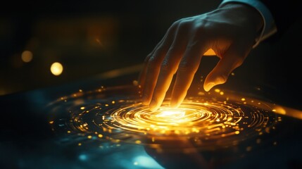 Poster - A Hand Interacting with a Glowing Circular Interface