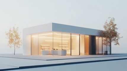 Sticker - Modern Store Front with Glass Windows and Minimalist Design