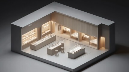 Wall Mural - Isometric View of a Modern Jewelry Store Interior