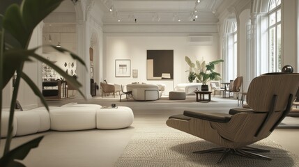 Wall Mural - Modern Interior Design with a Luxurious Recliner and Art