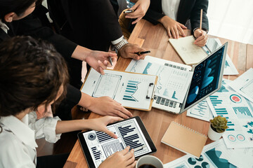 Poster - financial data analysis dashboard by fintech bi or business intelligence display on laptop and table