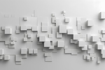 Wall Mural - Abstract White Cubes on a Minimalist Background