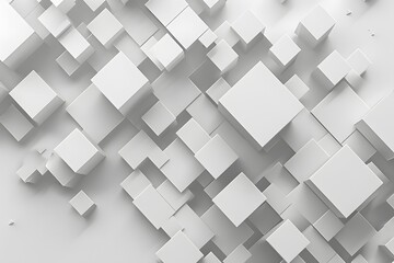 Poster - Abstract Composition of White Cubes in a Dynamic Arrangement