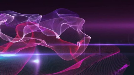 Poster - Animation of glowing light trails moving over black background