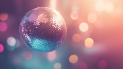 Canvas Print - A Disco Ball Reflects Colorful Lights in a Dimly Lit Room