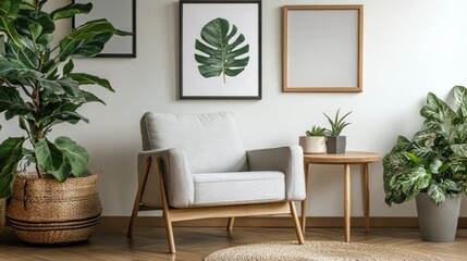 Poster - Minimalist Living Room with Greenery