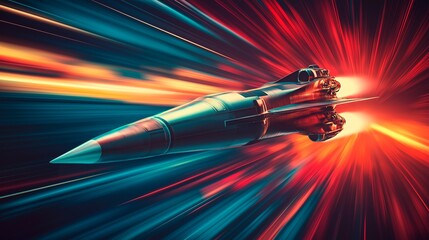 Wall Mural - space ship with flying trails