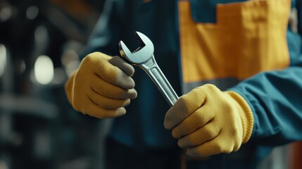 Mechanic Holding a Wrench