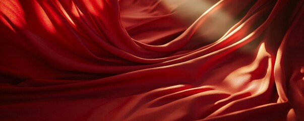 Wall Mural - Flowing red silk fabric with soft light