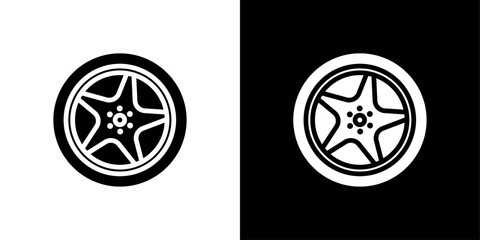 Car wheel icon Isolated flat vector in outline